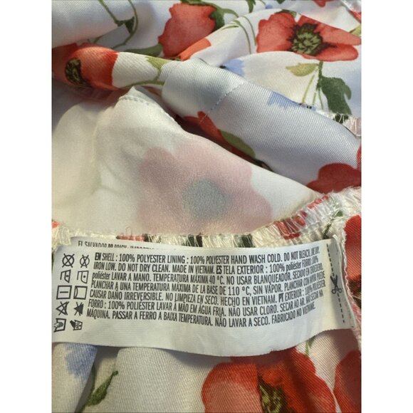 Forever 21 Womens Floral Satin Puff Sleeve Peplum Top Sz L Fairy Feminine - Picture 12 of 12